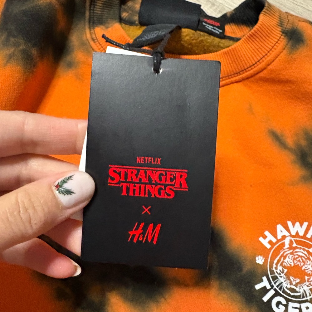 H&M Orange and Black Tie-Dye Crewneck Sweater - Picture 3 of 5